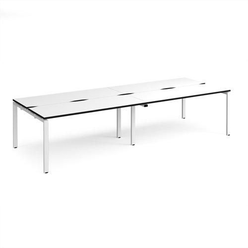 Adapt double back to back desks 3200mm x 1200mm - white frame, white top, black edge