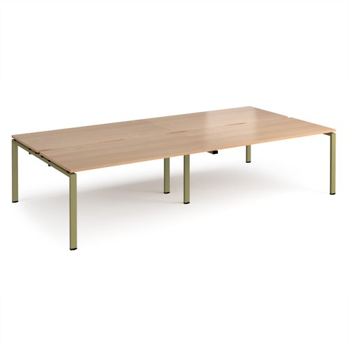 Adapt double back to back desks 3200mm x 1600mm - green frame, beech top