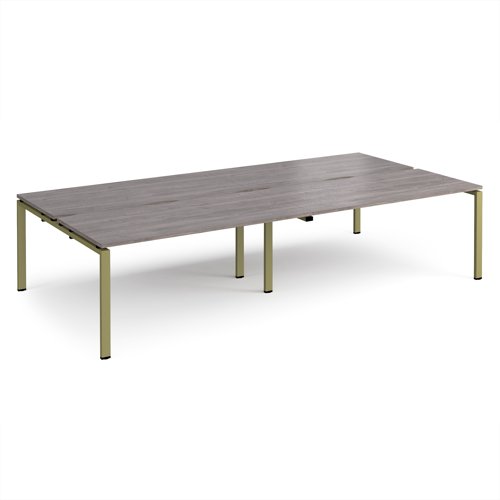 Adapt double back to back desks 3200mm x 1600mm - green frame, grey oak top