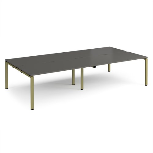 Adapt double back to back desks 3200mm x 1600mm - green frame, storm grey top