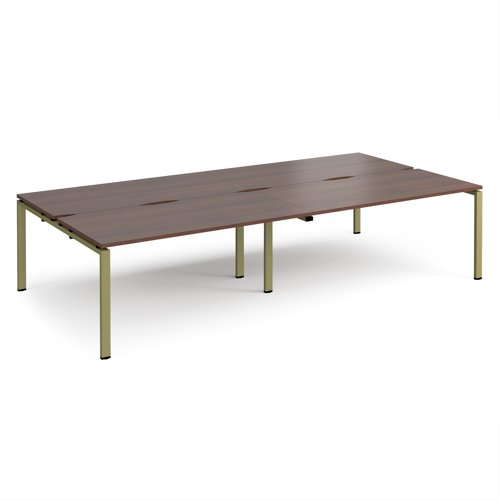 Adapt double back to back desks 3200mm x 1600mm - green frame, walnut top
