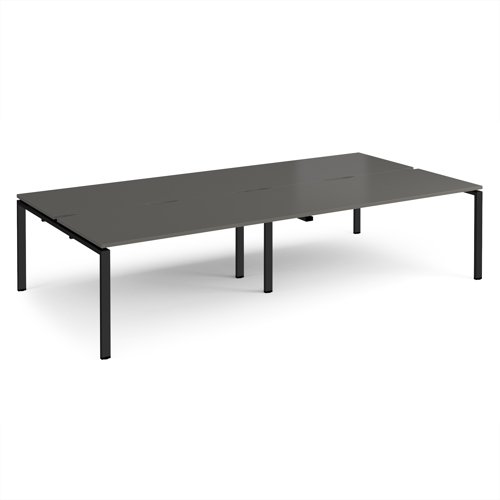 Adapt double back to back desks 3200mm x 1600mm - black frame, storm grey top
