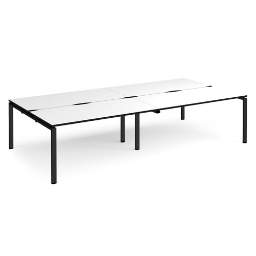Adapt double back to back desks 3200mm x 1600mm - black frame, white top, black edge