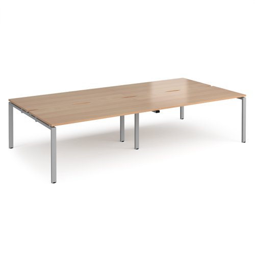 Adapt double back to back desks 3200mm x 1600mm - silver frame, beech top