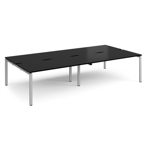Adapt double back to back desks 3200mm x 1600mm - silver frame, black top