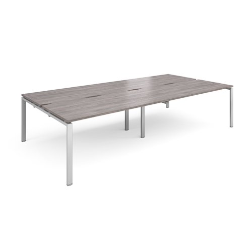 Adapt double back to back desks 3200mm x 1600mm - silver frame, grey oak top