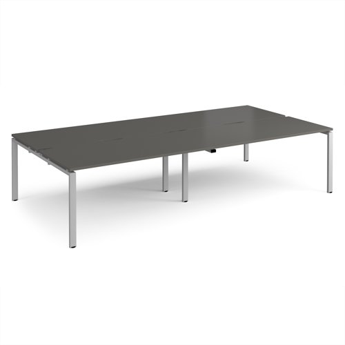 Adapt double back to back desks 3200mm x 1600mm - silver frame, storm grey top