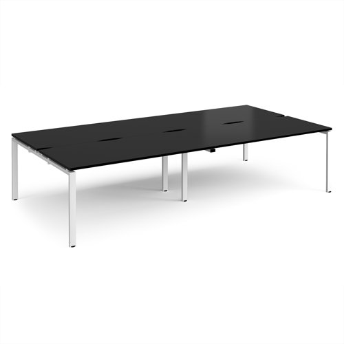 Adapt double back to back desks 3200mm x 1600mm - white frame, black top
