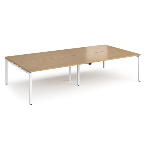 Adapt double back to back desks 3200mm x 1600mm - white frame, oak top