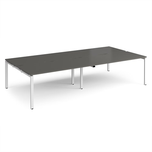 Adapt double back to back desks 3200mm x 1600mm - white frame, storm grey top