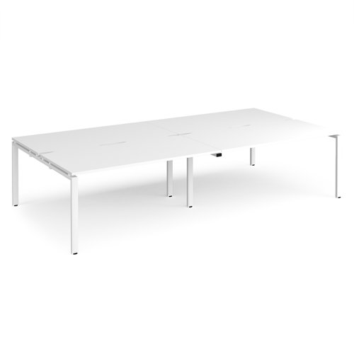 Adapt double back to back desks 3200mm x 1600mm - white frame, white top