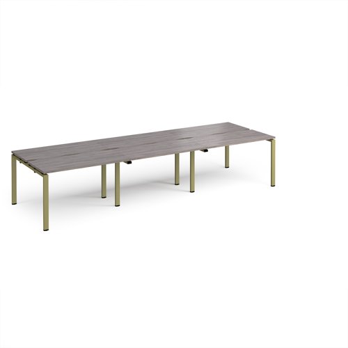 Adapt triple back to back desks 3600mm x 1200mm - green frame, grey oak top