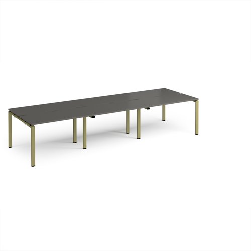 Adapt triple back to back desks 3600mm x 1200mm - green frame, storm grey top