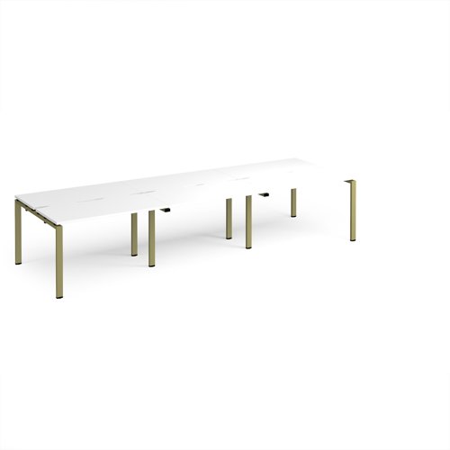Adapt triple back to back desks 3600mm x 1200mm - green frame, white top