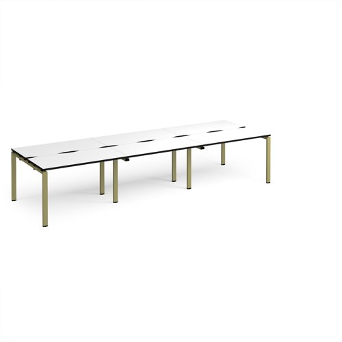 Adapt triple back to back desks 3600mm x 1200mm - green frame, white top, black edge