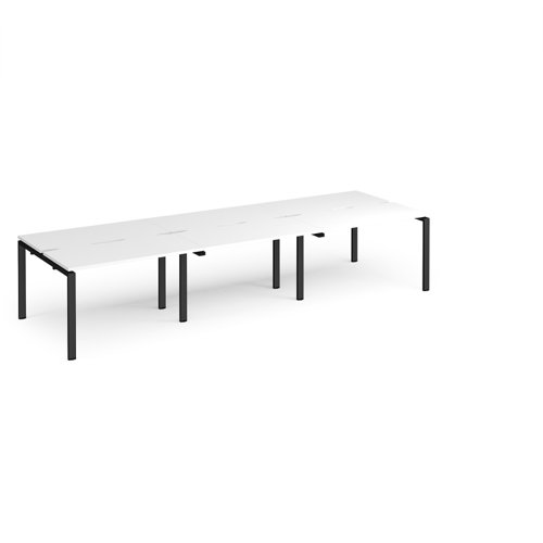 Adapt triple back to back desks 3600mm x 1200mm - black frame, white top
