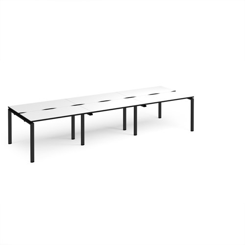 Adapt triple back to back desks 3600mm x 1200mm - black frame, white top, black edge