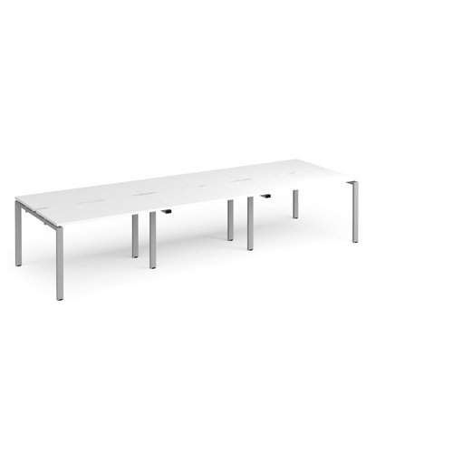 Adapt triple back to back desks 3600mm x 1200mm - silver frame, white top