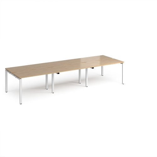 Adapt triple back to back desks 3600mm x 1200mm - white frame, kendal oak top