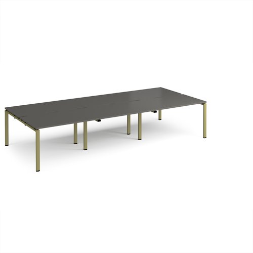 Adapt triple back to back desks 3600mm x 1600mm - green frame, storm grey top