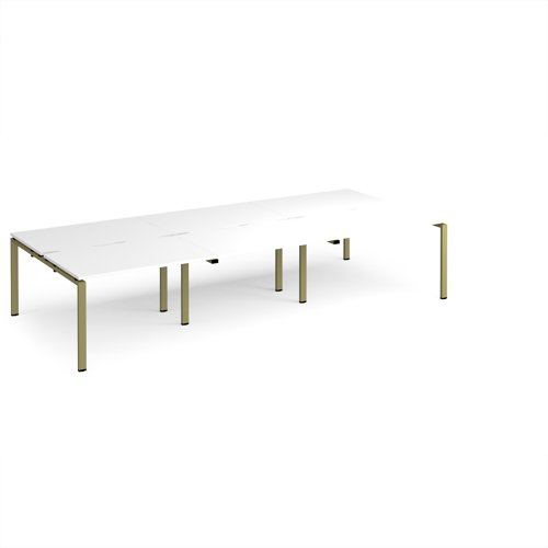 Adapt triple back to back desks 3600mm x 1600mm - green frame, white top