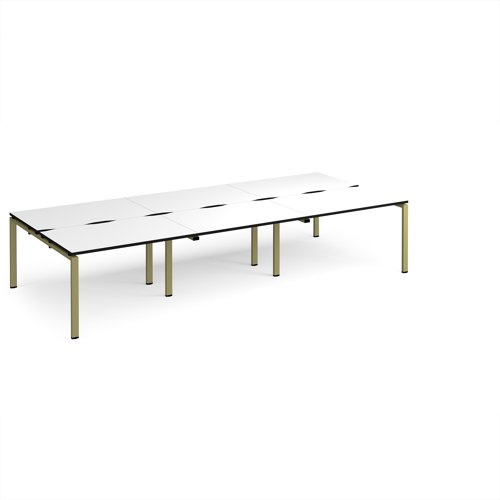 Adapt triple back to back desks 3600mm x 1600mm - green frame, white top, black edge