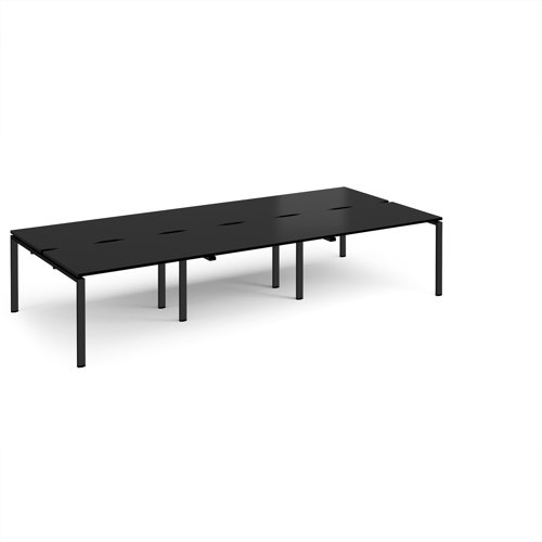 Adapt triple back to back desks 3600mm x 1600mm - black frame, black top