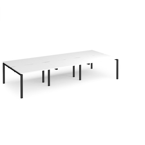 Adapt triple back to back desks 3600mm x 1600mm - black frame, white top