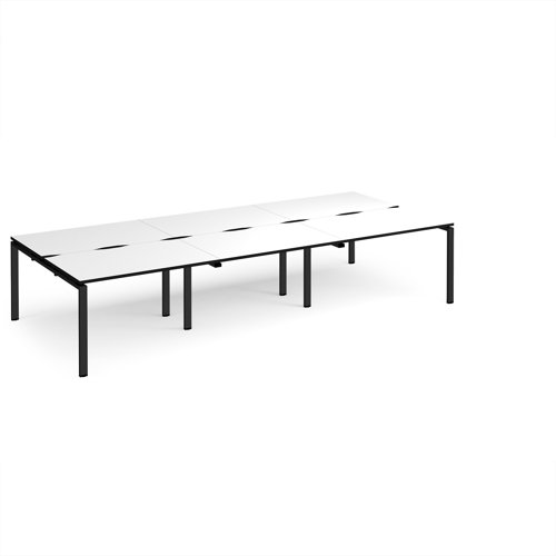Adapt triple back to back desks 3600mm x 1600mm - black frame, white top, black edge
