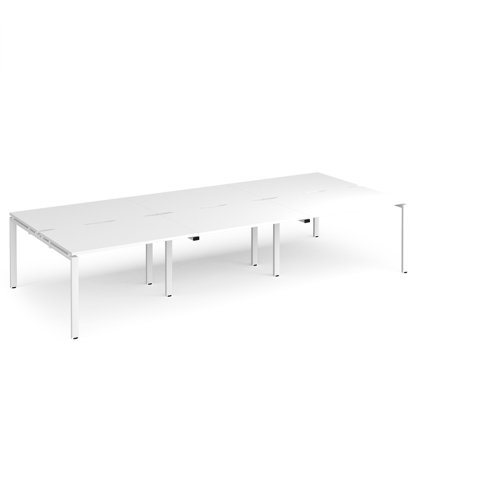 Adapt triple back to back desks 3600mm x 1600mm - white frame, white top
