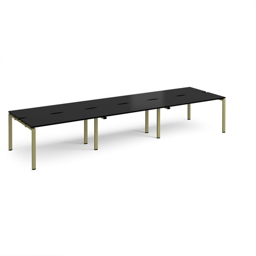 Adapt triple back to back desks 4200mm x 1200mm - green frame, black top