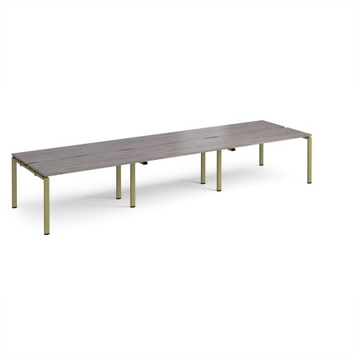 Adapt triple back to back desks 4200mm x 1200mm - green frame, grey oak top