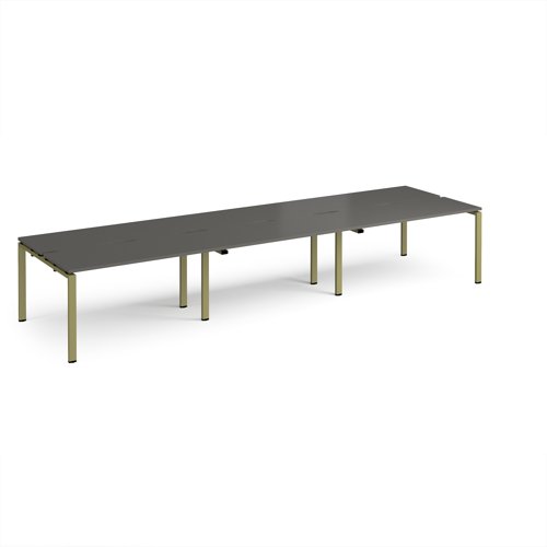 Adapt triple back to back desks 4200mm x 1200mm - green frame, storm grey top