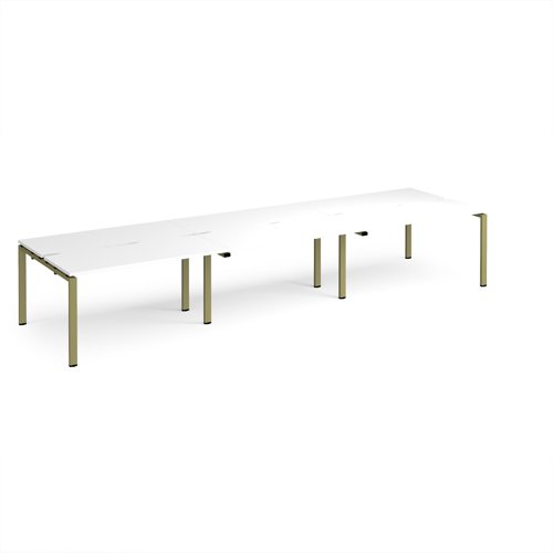 Adapt triple back to back desks 4200mm x 1200mm - green frame, white top