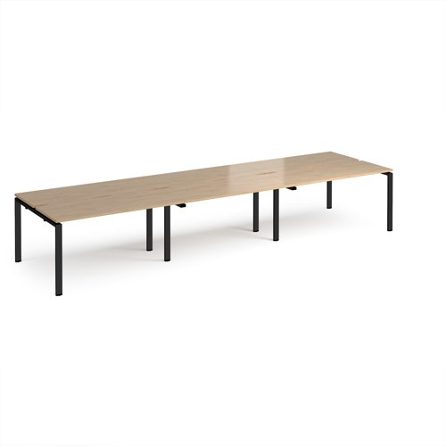 Adapt triple back to back desks 4200mm x 1200mm - black frame, kendal oak top