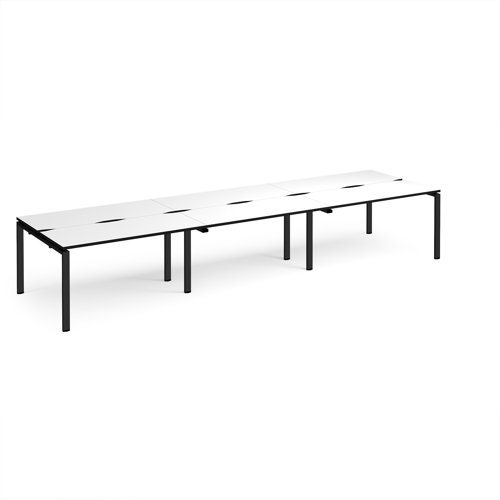 Adapt triple back to back desks 4200mm x 1200mm - black frame, white top, black edge