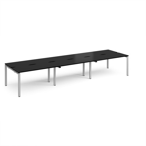 Adapt triple back to back desks 4200mm x 1200mm - silver frame, black top