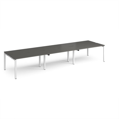 Adapt triple back to back desks 4200mm x 1200mm - white frame, storm grey top