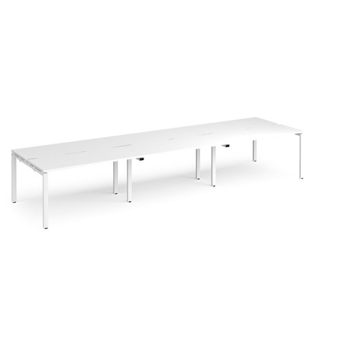 Adapt triple back to back desks 4200mm x 1200mm - white frame, white top