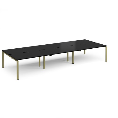 Adapt triple back to back desks 4200mm x 1600mm - green frame, black top