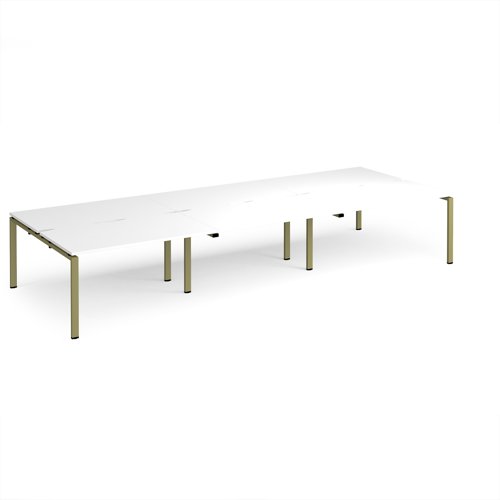 Adapt triple back to back desks 4200mm x 1600mm - green frame, white top