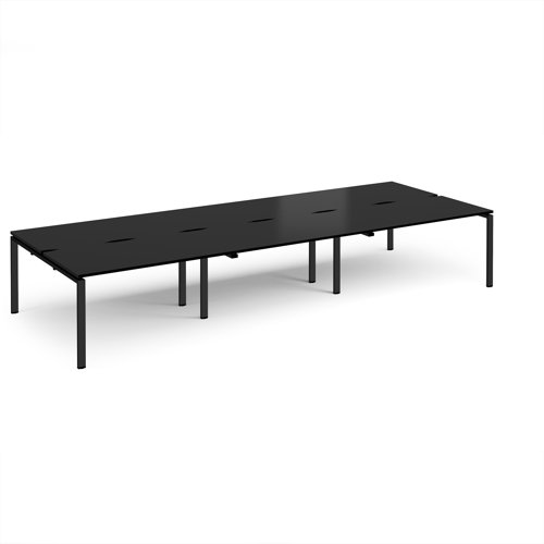 Adapt triple back to back desks 4200mm x 1600mm - black frame, black top