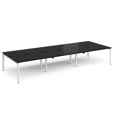 Adapt triple back to back desks 4200mm x 1600mm - white frame, black top