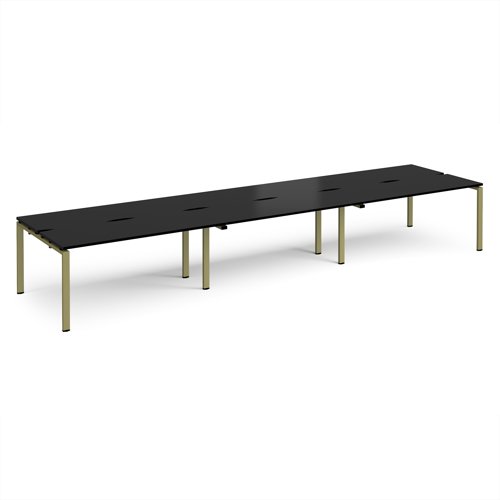 Adapt triple back to back desks 4800mm x 1200mm - green frame, black top