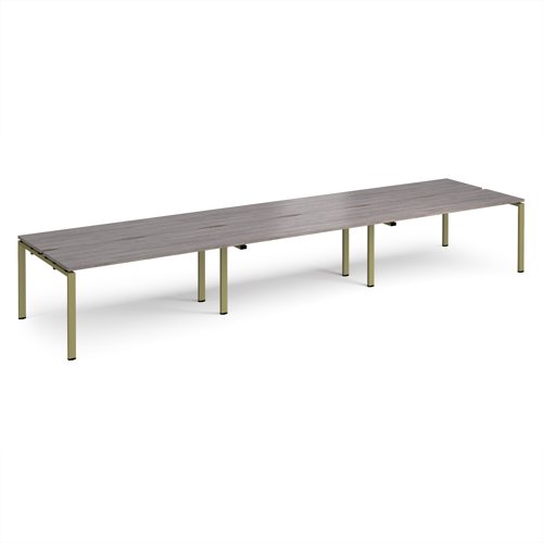 Adapt triple back to back desks 4800mm x 1200mm - green frame, grey oak top