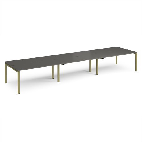 Adapt triple back to back desks 4800mm x 1200mm - green frame, storm grey top