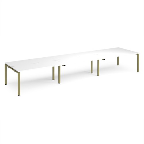 Adapt triple back to back desks 4800mm x 1200mm - green frame, white top