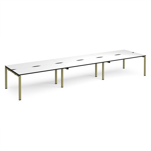 Adapt triple back to back desks 4800mm x 1200mm - green frame, white top, black edge
