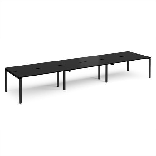 Adapt triple back to back desks 4800mm x 1200mm - black frame, black top