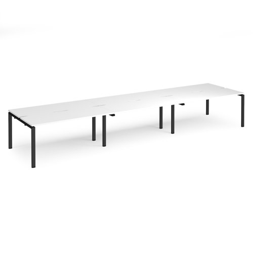 Adapt triple back to back desks 4800mm x 1200mm - black frame, white top